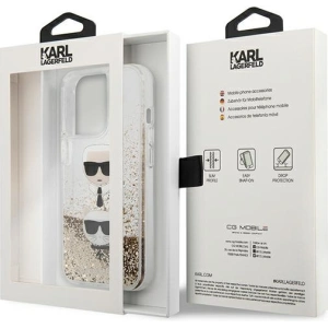 Etui Karl Lagerfeld KLHCP13LKICGLD Apple iPhone 13 Pro złoty/gold hardcase Liquid Glitter Karl&Choupette Head