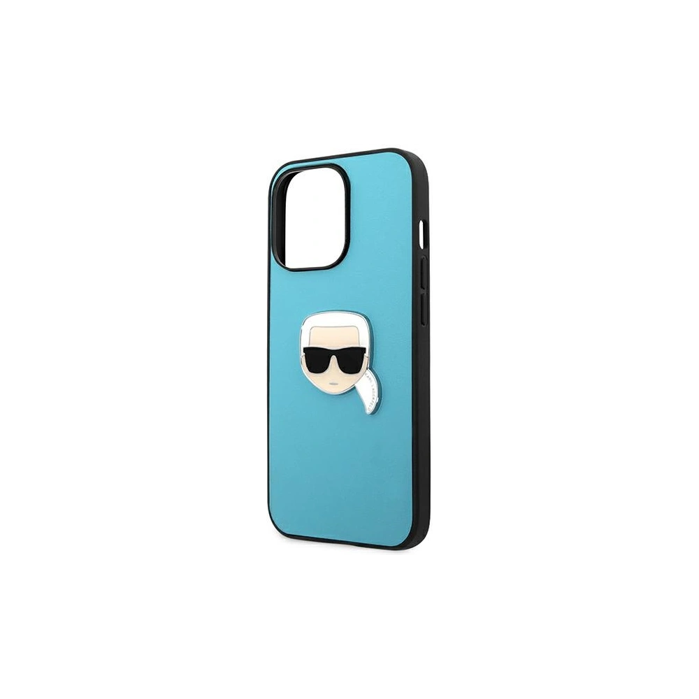 Hurtownia GSM - Etui Karl Lagerfeld KLHCP13LPKMB Apple iPhone 13 Pro modrý/blue hardcase Leather Ikonik Karl`s Head Metal - KLD710BLU - {ean13} - Hurt