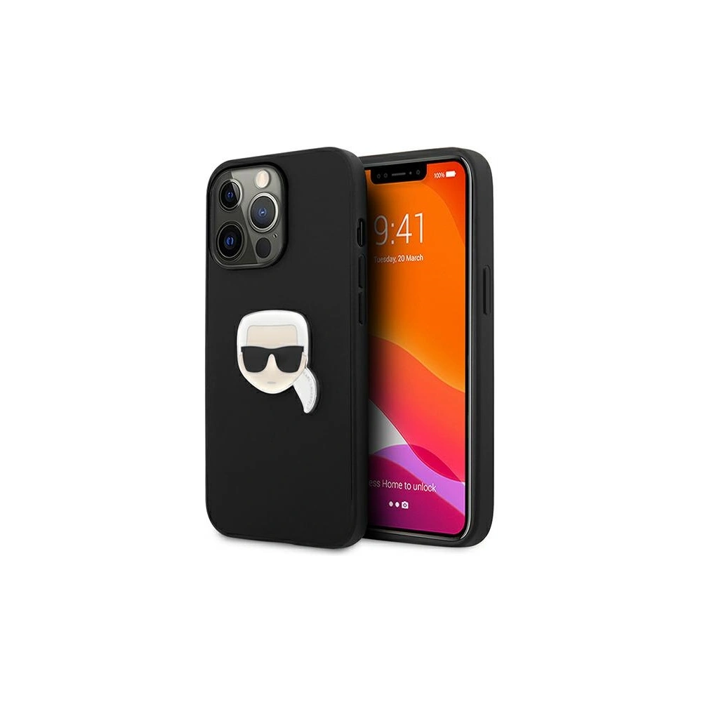Hurtownia GSM - Etui Karl Lagerfeld KLHCP13LPKMK Apple iPhone 13 Pro černý/black hardcase Kůže Ikonik Karlova hlava Metal - KLD711BLK - {ean13} - Hurt