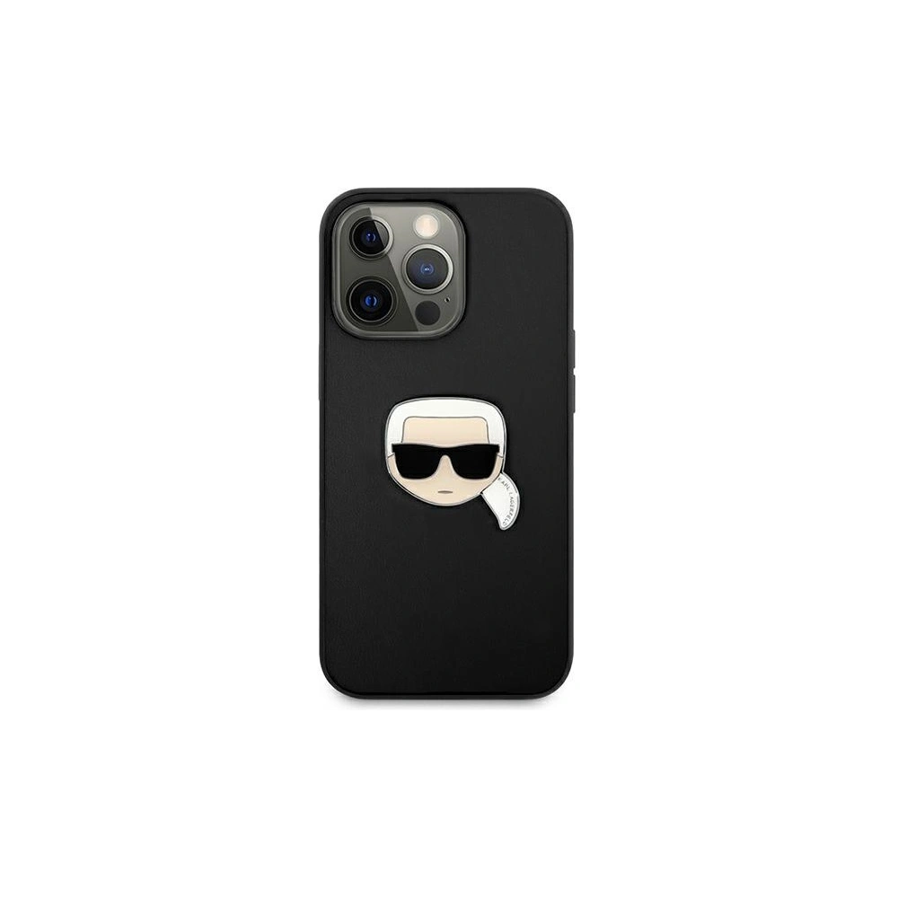 Hurtownia GSM - Etui Karl Lagerfeld KLHCP13LPKMK Apple iPhone 13 Pro černý/black hardcase Kůže Ikonik Karlova hlava Metal - KLD711BLK - {ean13} - Hurt