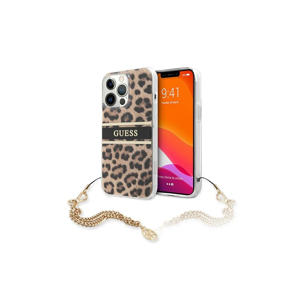 Hurtownia GSM - Etui Guess GUHCP13LKBSLEO Apple iPhone 13 Pro Leopard hardcase Gold Chain - GUE1356 - {ean13} - Hurt