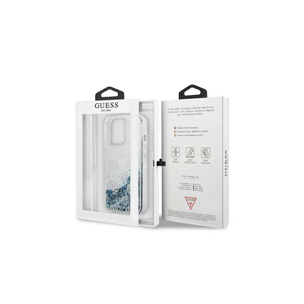 Wholesale Guess GUHCP13LLGPEBL Apple iPhone 13 Pro blue hardcase Peony Liquid Glitter - GUE1358BLU - {ean13} - Hurt