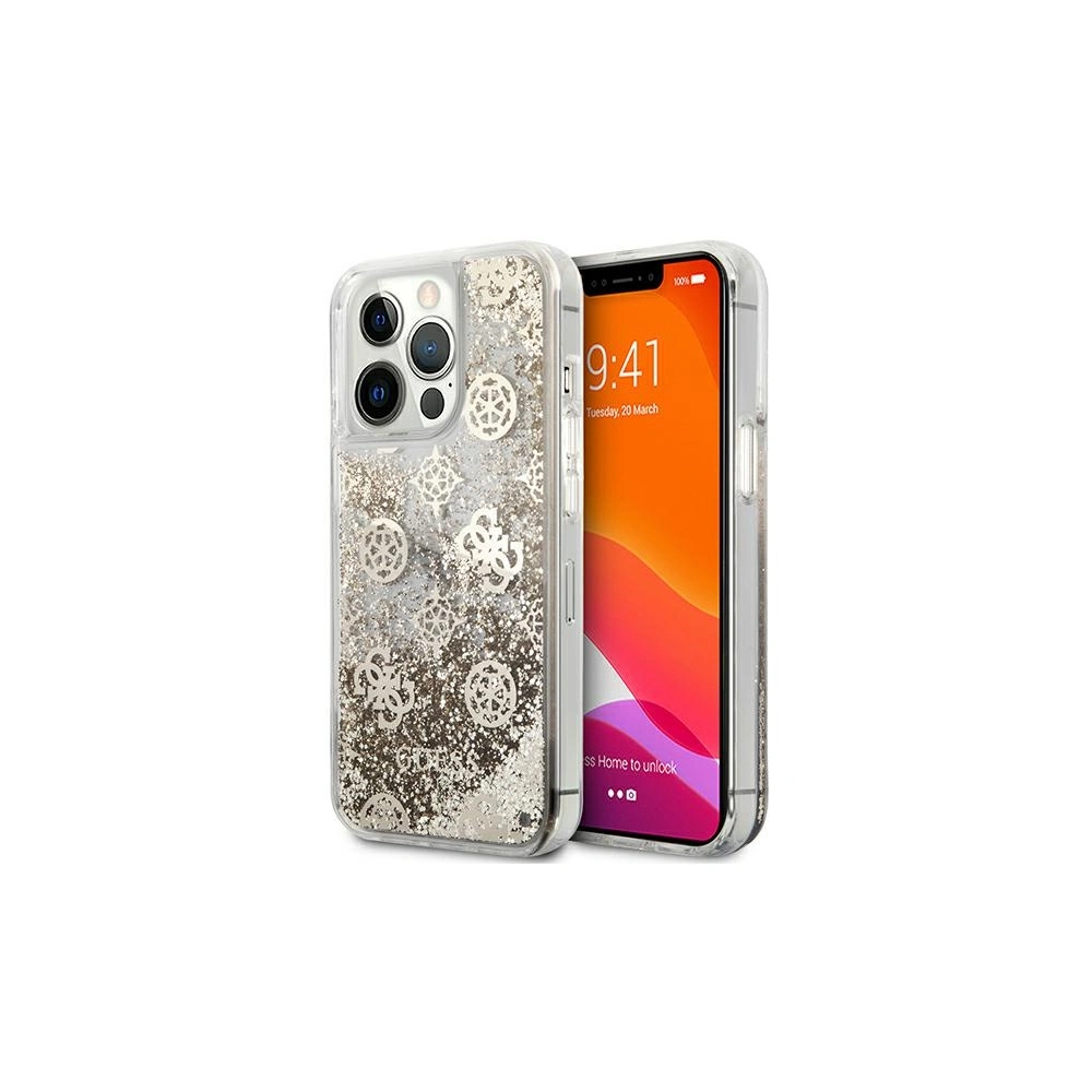 Hurtownia GSM - Etui Guess GUHCP13LLGPEGO Apple iPhone 13 Pro złoty/gold hardcase Peony Liquid Glitter - GUE1359GLD - {ean13} - Hurt