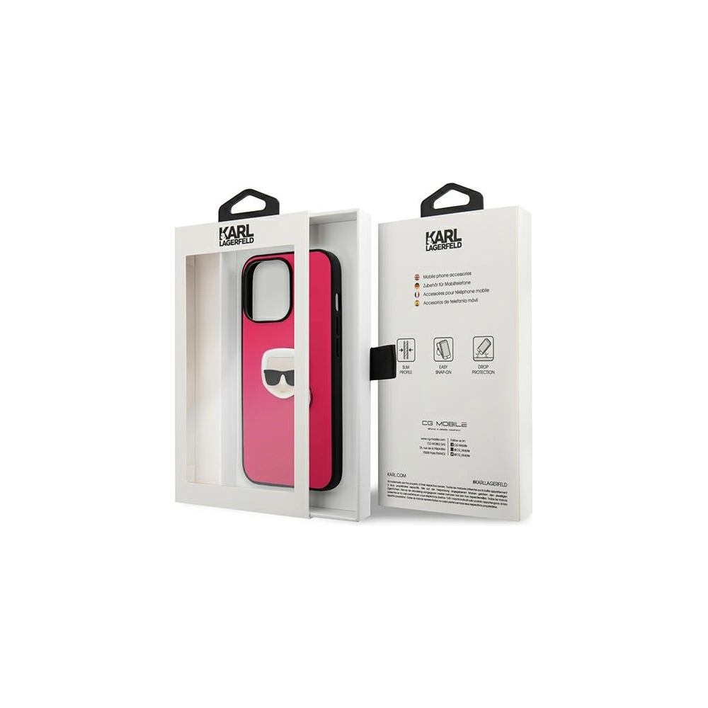 Hurtownia GSM - Etui Karl Lagerfeld KLHCP13LPKMP Apple iPhone 13 Pro różowy/pink hardcase Leather Ikonik Karl`s Head Metal - KLD712PNK - {ean13} - Hurt