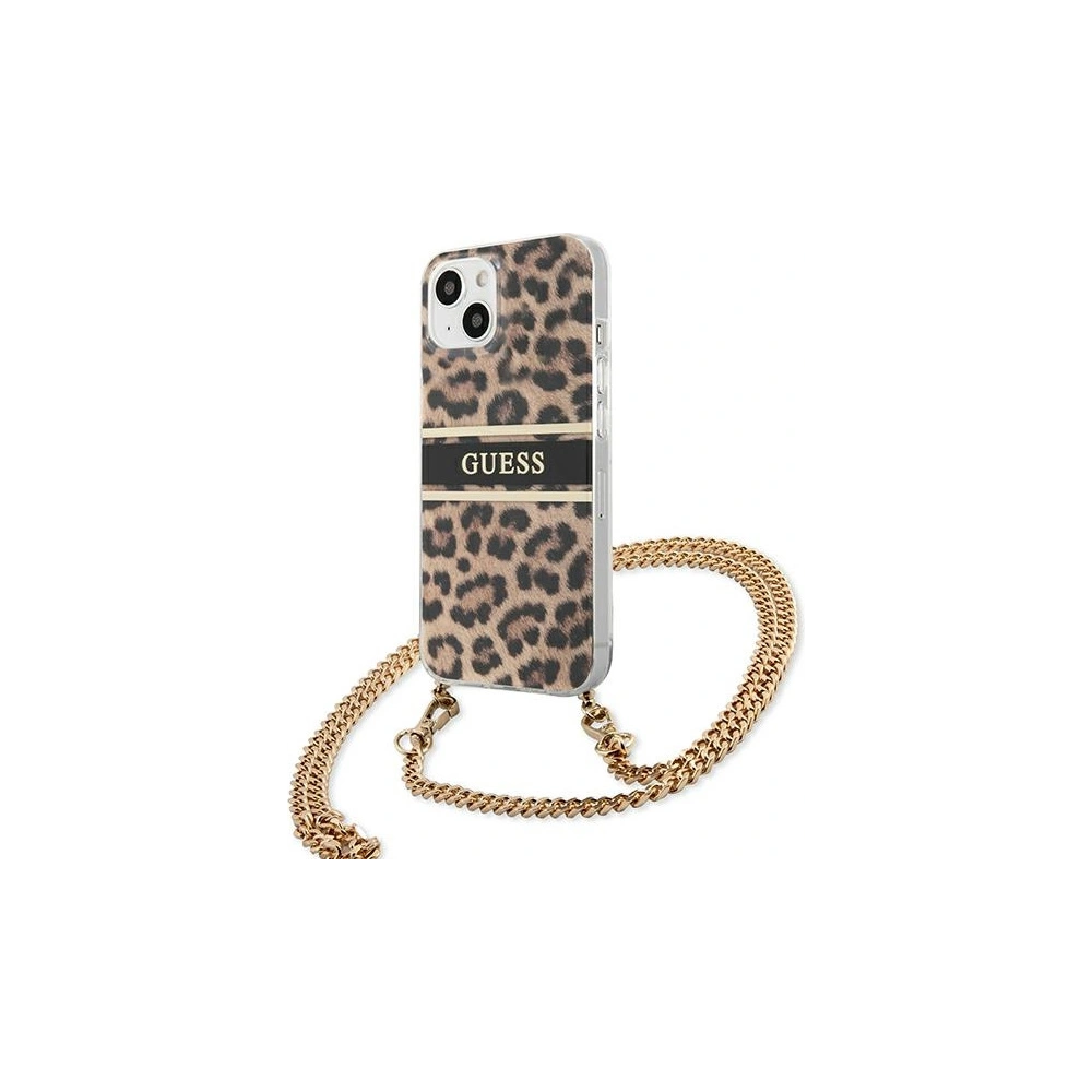 Hurtownia GSM - Case Guess GUHCP13MKBCLE Apple iPhone 13 Leoparden-Hardcase Gold Strap - GUE1366 - {ean13} - Hurt