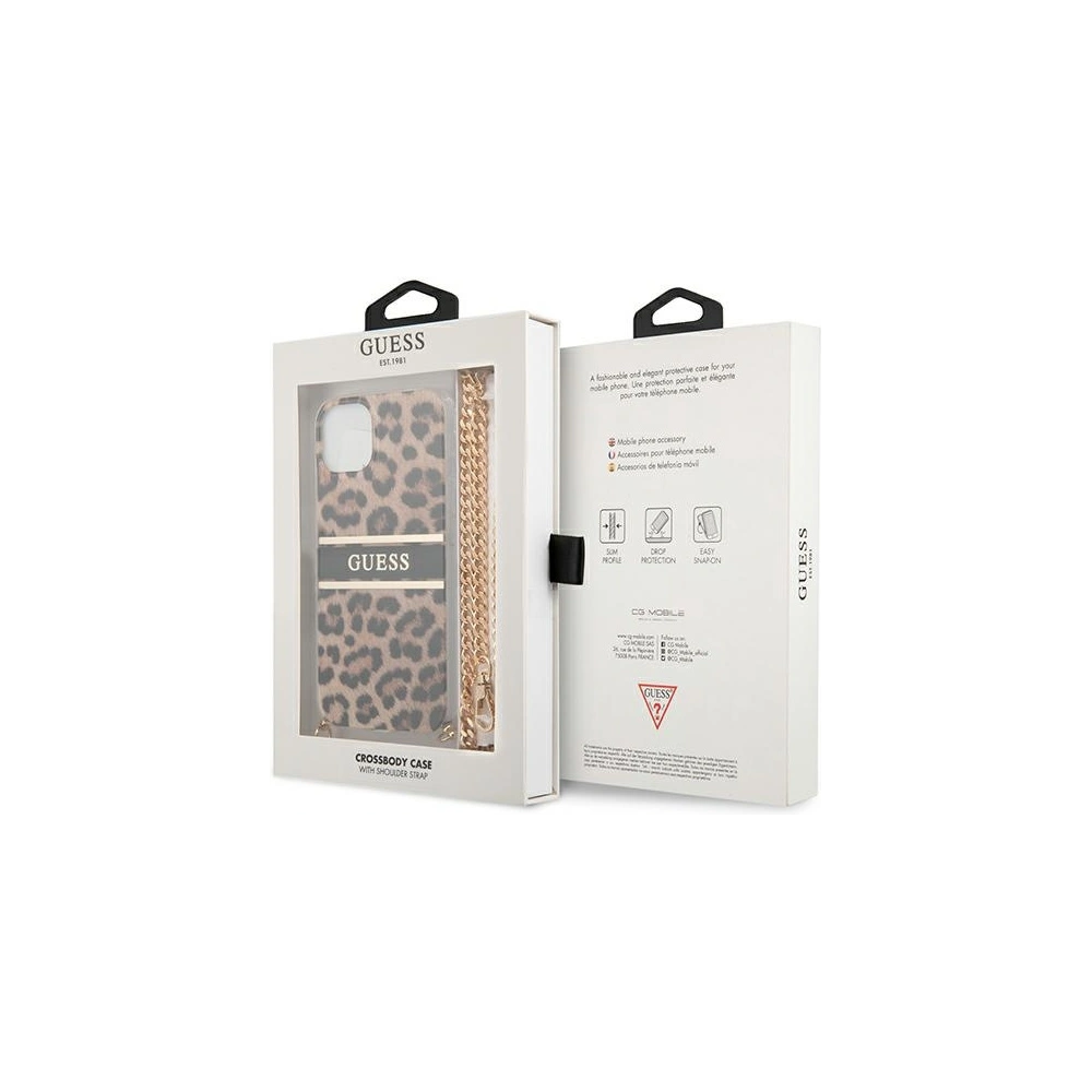 Hurtownia GSM - Case Guess GUHCP13MKBCLE Apple iPhone 13 Leoparden-Hardcase Gold Strap - GUE1366 - {ean13} - Hurt