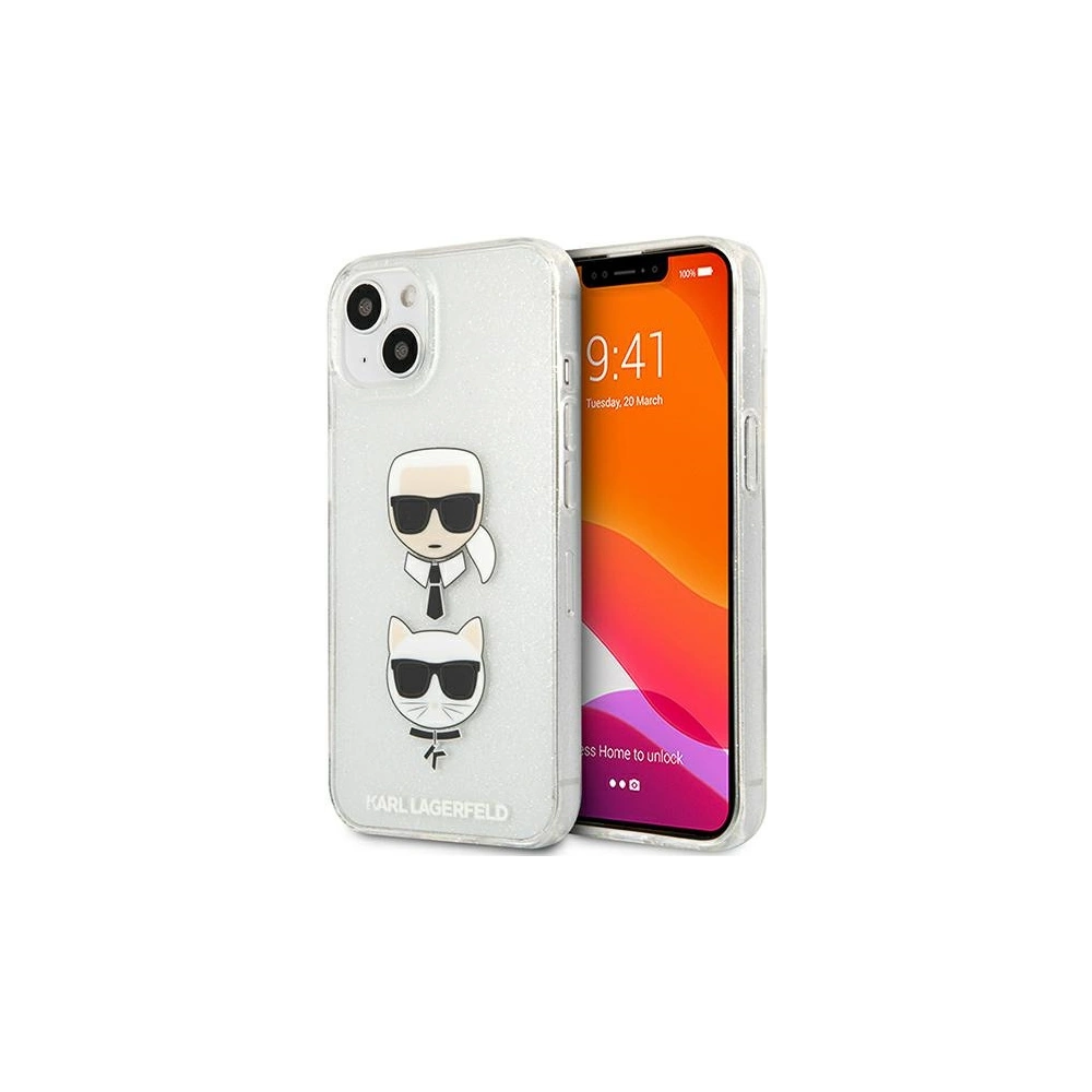 Wholesale Karl Lagerfeld KLHCP13SKCTUGLS Apple iPhone 13 mini silver hardcase Glitter Karl`s & Choupette - KLD728SLV - {ean13} - Hurt