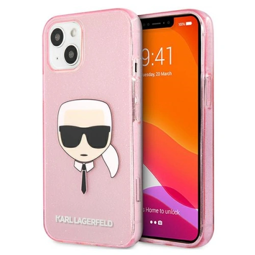 Etui Karl Lagerfeld KLHCP13SKHTUGLP Apple iPhone 13 mini różowy/pink hardcase Glitter Karl`s Head