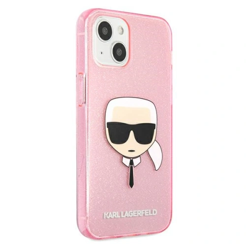 Etui Karl Lagerfeld KLHCP13SKHTUGLP Apple iPhone 13 mini różowy/pink hardcase Glitter Karl`s Head