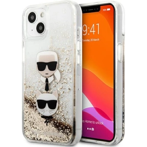 Etui Karl Lagerfeld KLHCP13SKICGLD Apple iPhone 13 mini zlatý/gold hardcase Liquid Glitter Karl&Choupette Head