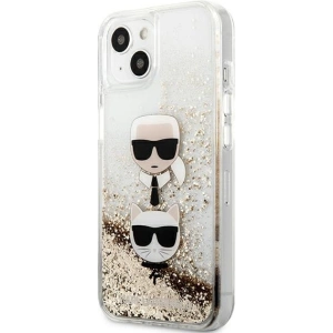 Karl Lagerfeld KLHCP13SKICGLD Apple iPhone 13 mini gold hardcase Liquid Glitter Karl&Choupette Head