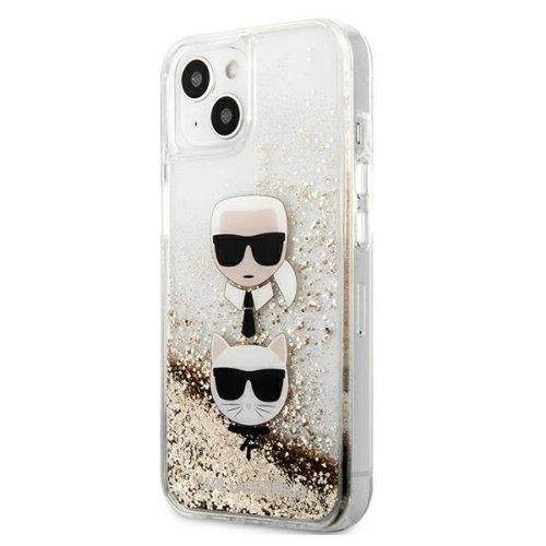 Etui Karl Lagerfeld KLHCP13SKICGLD Apple iPhone 13 mini złoty/gold hardcase Liquid Glitter Karl&Choupette Head