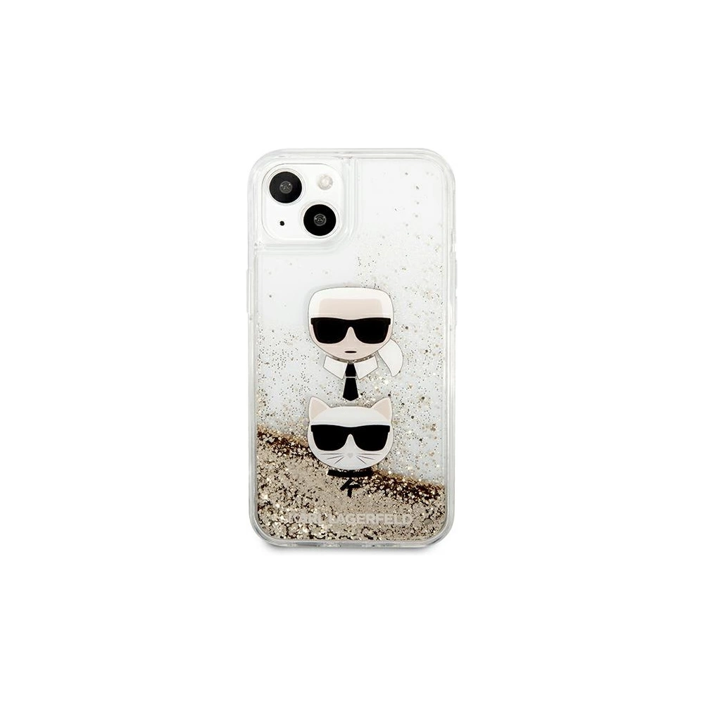 Hurtownia GSM - Etui Karl Lagerfeld KLHCP13SKICGLD Apple iPhone 13 mini złoty/gold hardcase Liquid Glitter Karl&Choupette Head - KLD730GLD - {ean13} - Hurt