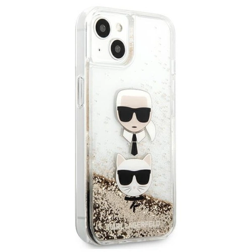 Etui Karl Lagerfeld KLHCP13SKICGLD Apple iPhone 13 mini złoty/gold hardcase Liquid Glitter Karl&Choupette Head