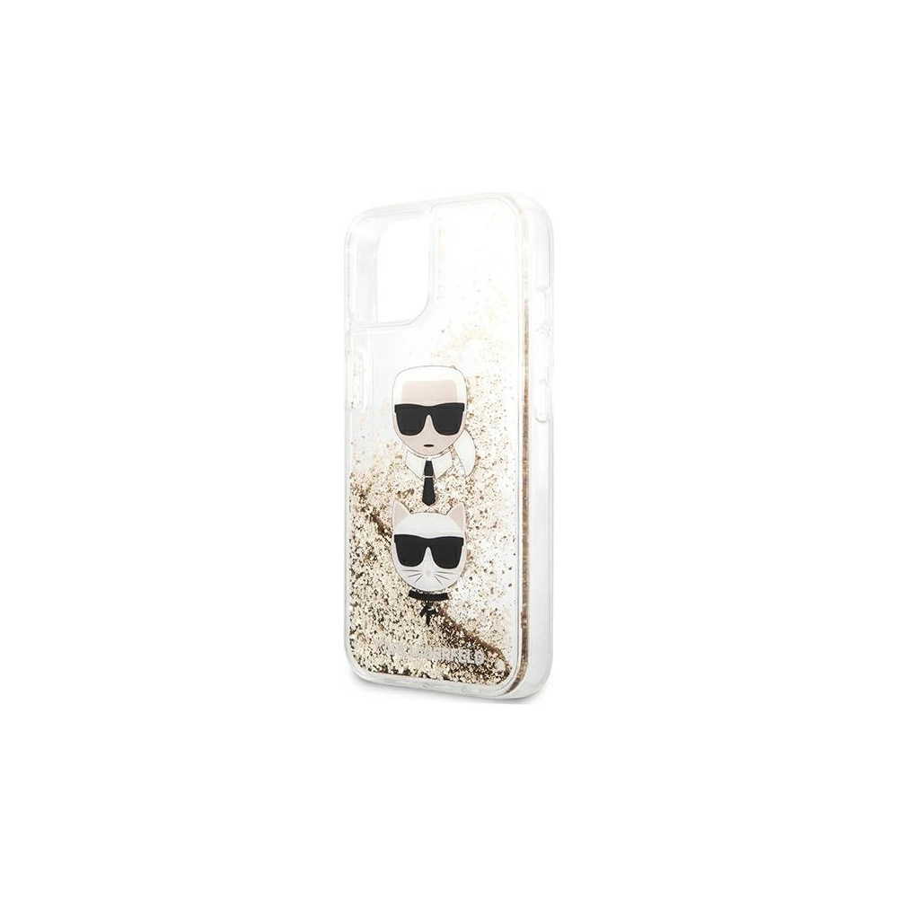 Wholesale Karl Lagerfeld KLHCP13SKICGLD Apple iPhone 13 mini gold hardcase Liquid Glitter Karl&Choupette Head - KLD730GLD - {ean13} - Hurt