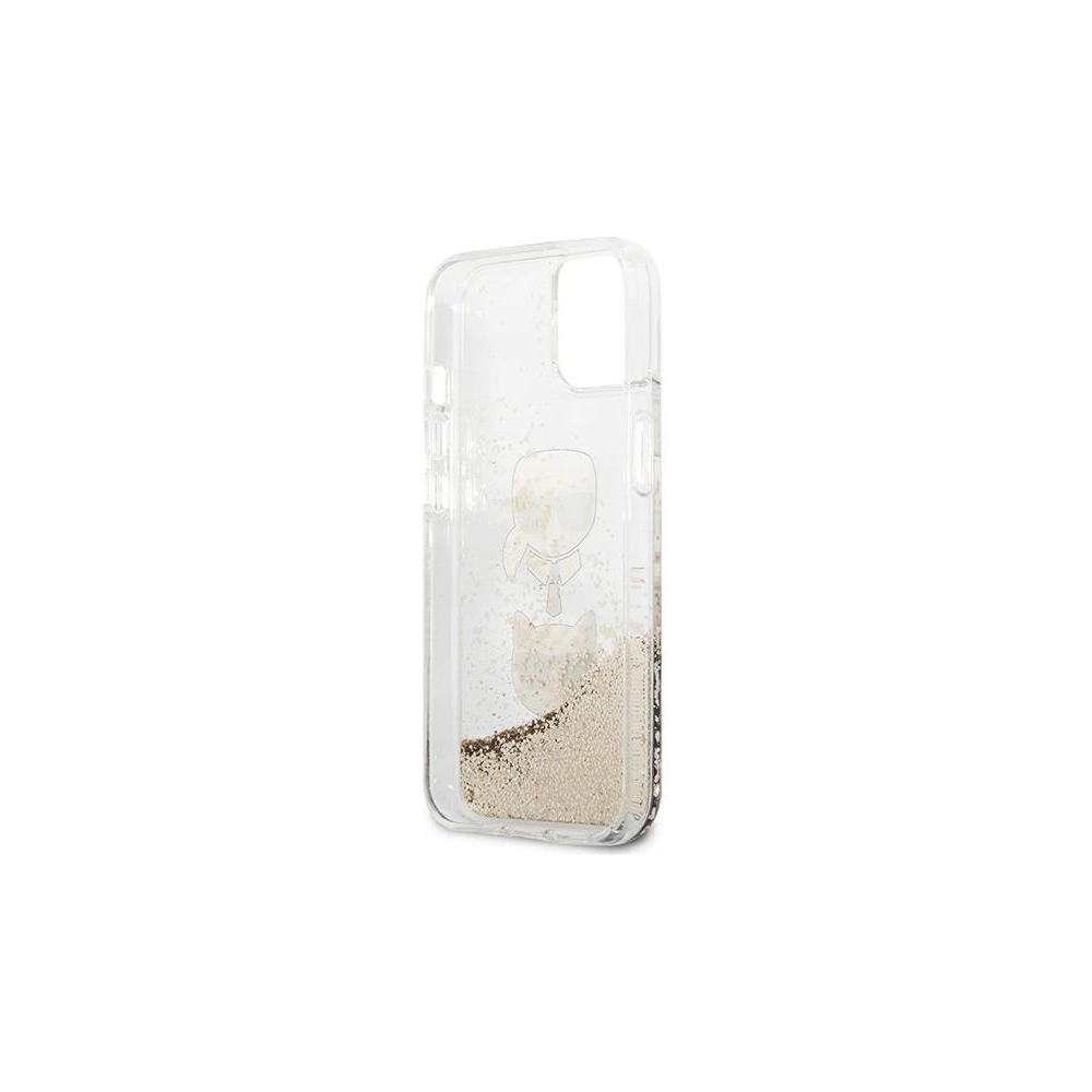 Wholesale Karl Lagerfeld KLHCP13SKICGLD Apple iPhone 13 mini gold hardcase Liquid Glitter Karl&Choupette Head - KLD730GLD - {ean13} - Hurt