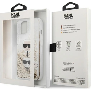 Etui Karl Lagerfeld KLHCP13SKICGLD Apple iPhone 13 mini złoty/gold hardcase Liquid Glitter Karl&Choupette Head