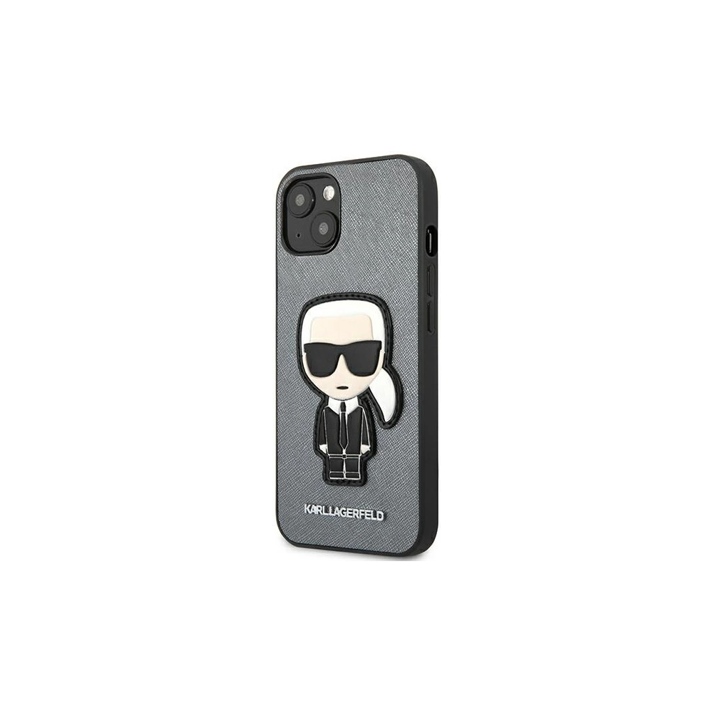 Hurtownia GSM - Etui Karl Lagerfeld KLHCP13SOKPG Apple iPhone 13 mini srebrny/silver hardcase Saffiano Ikonik Karl`s Patch - KLD731SLV - {ean13} - Hurt