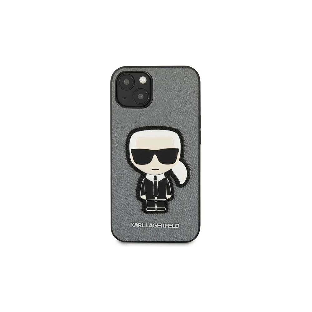 Wholesale Karl Lagerfeld KLHCP13SOKPG Apple iPhone 13 mini silver hardcase Saffiano Ikonik Karl`s Patch - KLD731SLV - {ean13} - Hurt