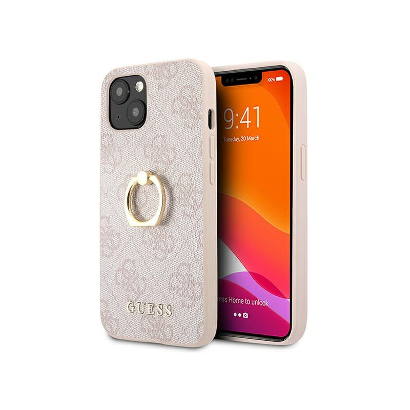 Hurtownia Guess - 3666339023997 - GUE1377PNK - Etui Guess GUHCP13S4GMRPI Apple iPhone 13 mini różowy/pink hardcase 4G with ring stand - B2B homescreen
