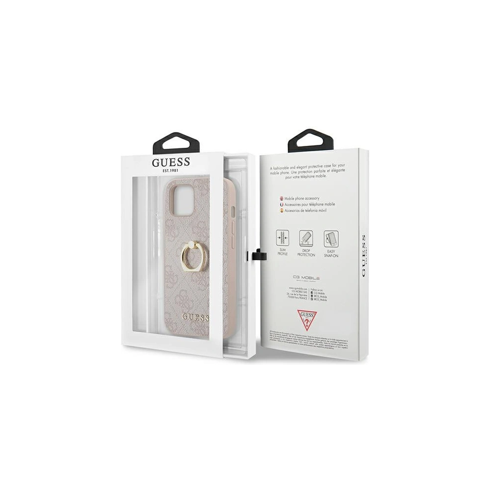 Wholesale Guess GUHCP13S4GMRPI Apple iPhone 13 mini pink hardcase 4G with ring stand - GUE1377PNK - {ean13} - Hurt