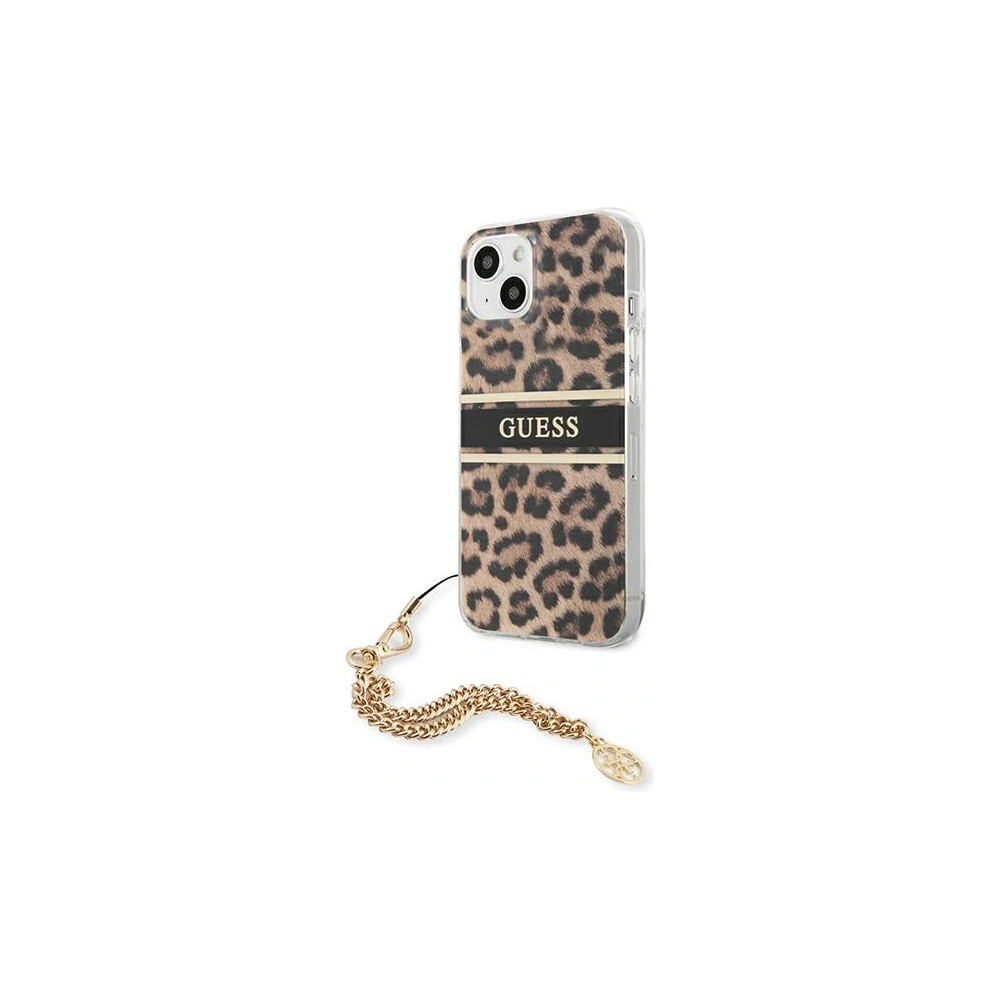 Hurtownia GSM - Etui Guess GUHCP13SKBSLEO Apple iPhone 13 mini Leopard hardcase Zlatý řetěz - GUE1379 - {ean13} - Hurt