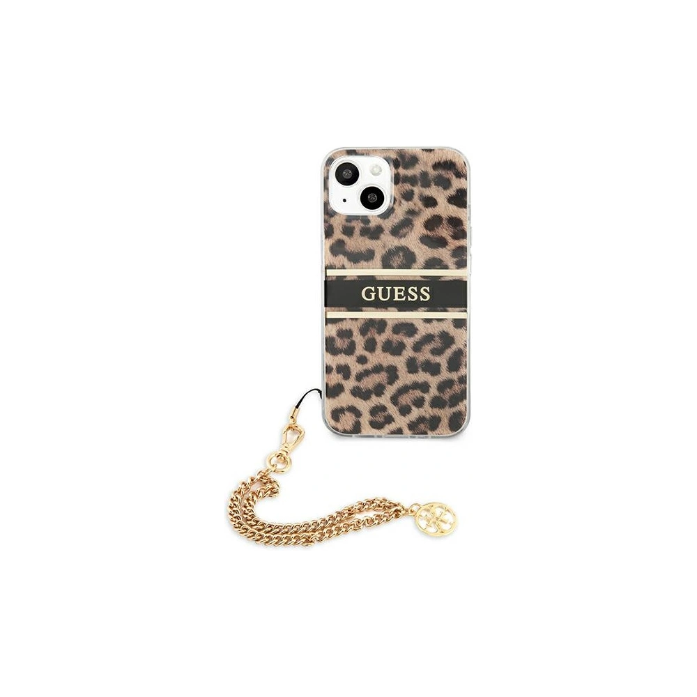 Hurtownia GSM - Etui Guess GUHCP13SKBSLEO Apple iPhone 13 mini Leopard hardcase Zlatý řetěz - GUE1379 - {ean13} - Hurt