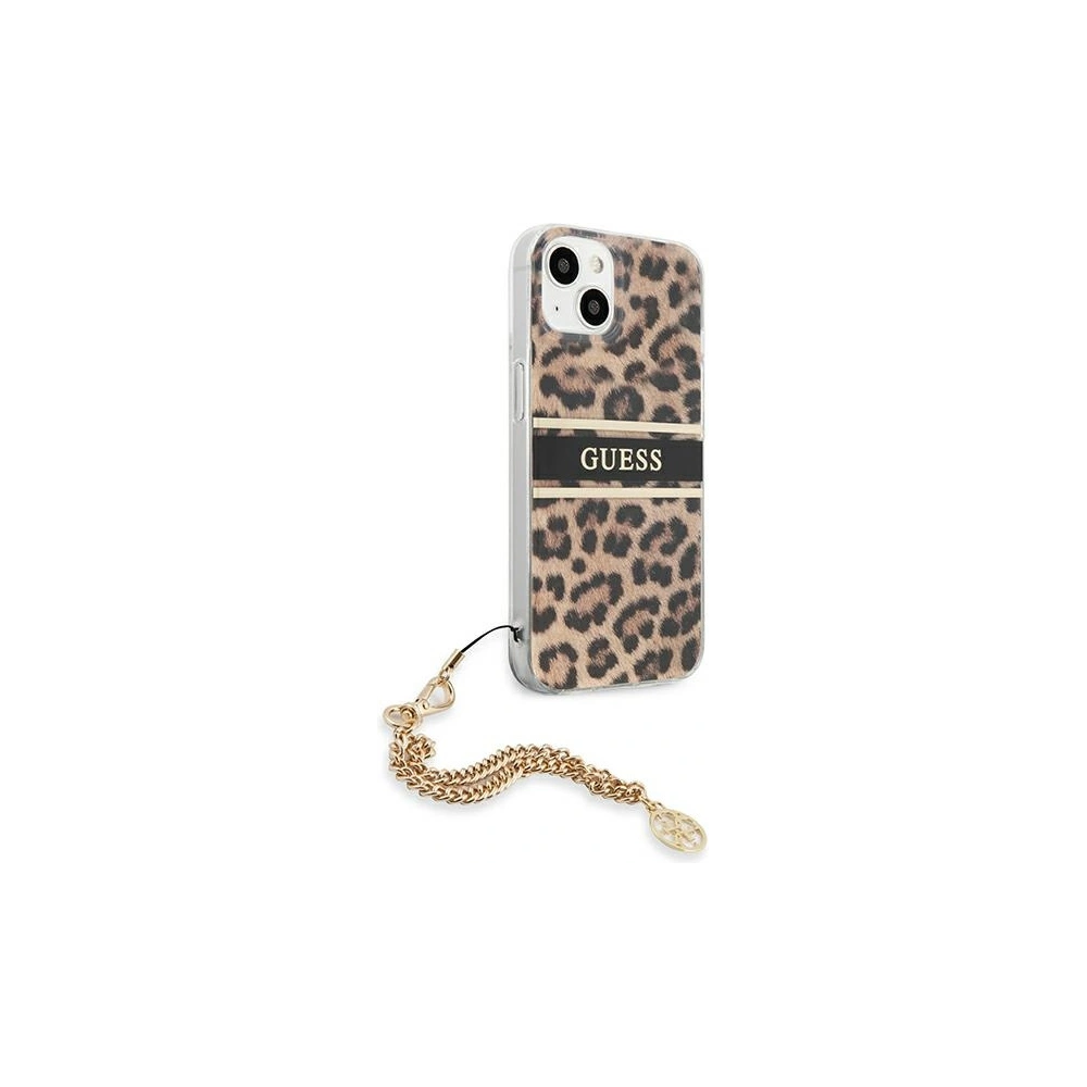 Hurtownia GSM - Etui Guess GUHCP13SKBSLEO Apple iPhone 13 mini Leopard hardcase Zlatý řetěz - GUE1379 - {ean13} - Hurt
