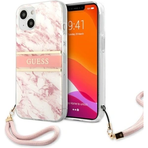 Etui Guess GUHCP13SKMABPI Apple iPhone 13 mini růžový/pink hardcase Marble Strap Collection