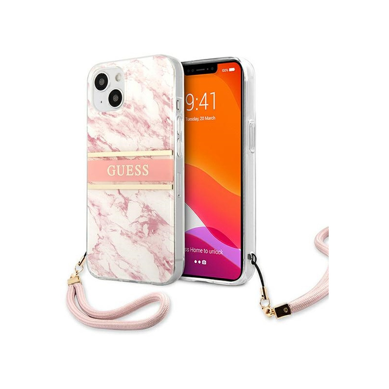 Hurtownia Guess - 3666339023072 - GUE1380PNK - Etui Guess GUHCP13SKMABPI Apple iPhone 13 mini różowy/pink hardcase Marble Strap Collection - B2B homescreen