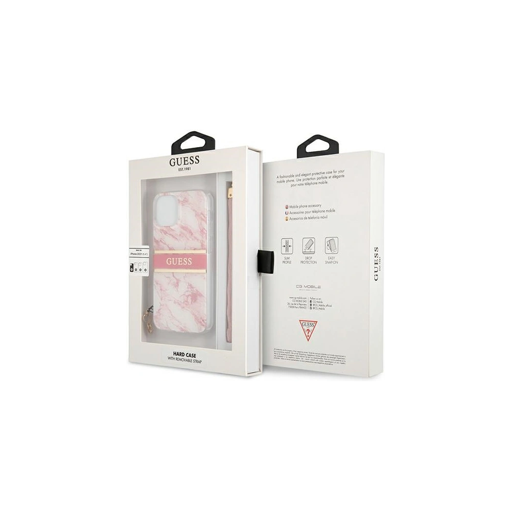 Hurtownia GSM - Etui Guess GUHCP13SKMABPI Apple iPhone 13 mini różowy/pink hardcase Marble Strap Collection - GUE1380PNK - {ean13} - Hurt