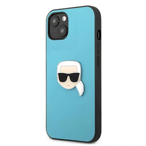 Etui Karl Lagerfeld KLHCP13SPKMB Apple iPhone 13 mini niebieski/blue hardcase Leather Ikonik Karl`s Head Metal