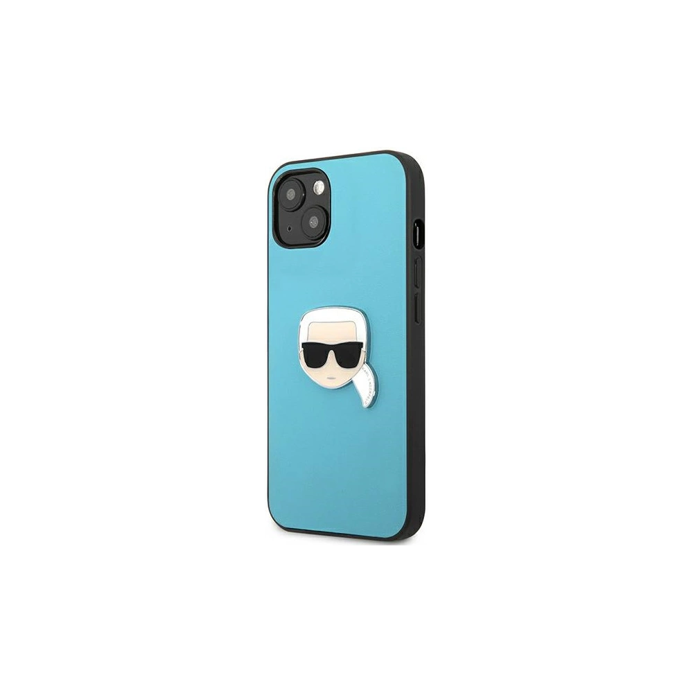 Hurtownia GSM - Etui Karl Lagerfeld KLHCP13SPKMB Apple iPhone 13 mini niebieski/blue hardcase Leather Ikonik Karl`s Head Metal - KLD732BLU - {ean13} - Hurt