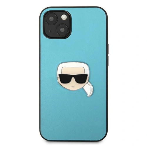 Etui Karl Lagerfeld KLHCP13SPKMB Apple iPhone 13 mini niebieski/blue hardcase Leather Ikonik Karl`s Head Metal