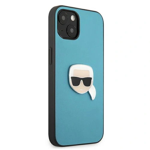 Etui Karl Lagerfeld KLHCP13SPKMB Apple iPhone 13 mini niebieski/blue hardcase Leather Ikonik Karl`s Head Metal