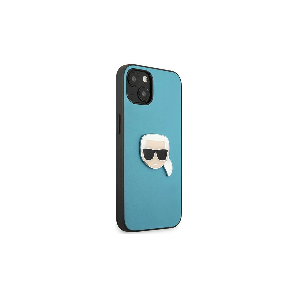Hurtownia GSM - Etui Karl Lagerfeld KLHCP13SPKMB Apple iPhone 13 mini niebieski/blue hardcase Leather Ikonik Karl`s Head Metal - KLD732BLU - {ean13} - Hurt