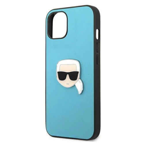 Etui Karl Lagerfeld KLHCP13SPKMB Apple iPhone 13 mini niebieski/blue hardcase Leather Ikonik Karl`s Head Metal