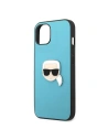 Hurtownia GSM - Etui Karl Lagerfeld KLHCP13SPKMB Apple iPhone 13 mini niebieski/blue hardcase Leather Ikonik Karl`s Head Metal - KLD732BLU - {ean13} - Hurt