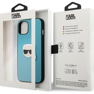 Hurtownia GSM - Case Karl Lagerfeld KLHCP13SPKMB Apple iPhone 13 mini blau/hardcase Leder Ikonik Karls Kopf Metall - KLD732BLU - {ean13} - Hurt