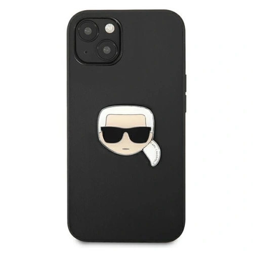 Etui Karl Lagerfeld KLHCP13SPKMK Apple iPhone 13 mini czarny/black hardcase Leather Ikonik Karl`s Head Metal