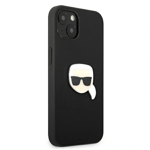 Etui Karl Lagerfeld KLHCP13SPKMK Apple iPhone 13 mini czarny/black hardcase Leather Ikonik Karl`s Head Metal