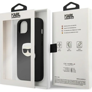 Hurtownia GSM - Case Karl Lagerfeld KLHCP13SPKMK Apple iPhone 13 mini schwarz/black hardcase Leder Ikonik Karl`s Head Metal - KLD733BLK - {ean13} - Hurt