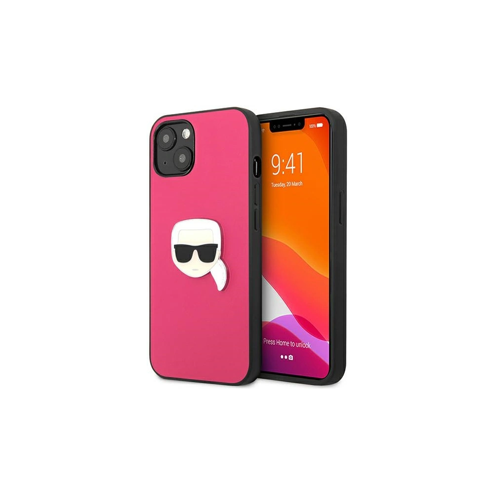 Hurtownia GSM - Etui Karl Lagerfeld KLHCP13SPKMP Apple iPhone 13 mini różowy/pink hardcase Leather Ikonik Karl`s Head Metal - KLD734PNK - {ean13} - Hurt
