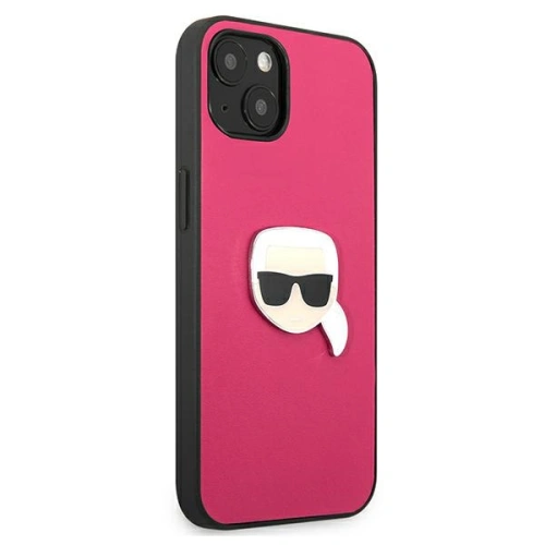 Etui Karl Lagerfeld KLHCP13SPKMP Apple iPhone 13 mini różowy/pink hardcase Leather Ikonik Karl`s Head Metal