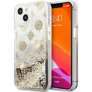 Hurtownia GSM - Case Guess GUHCP13SLGPEGO Apple iPhone 13 mini gold/hartschale Peony Liquid Glitter - GUE1381GLD - {ean13} - Hurt