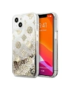 Guess GUHCP13SLGPEGO Apple iPhone 13 mini gold hardcase Peony Liquid Glitter