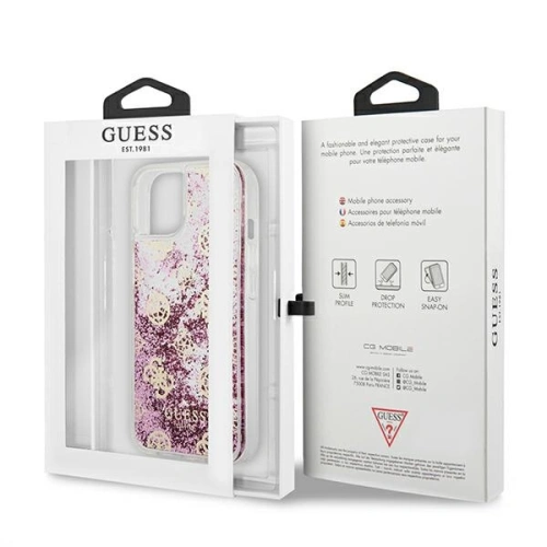 Etui Guess GUHCP13SLGPEPI Apple iPhone 13 mini różowy/pink hardcase Peony Liquid Glitter
