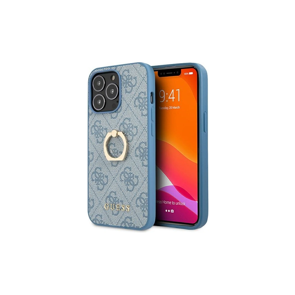 Wholesale Guess GUHCP13X4GMRBL Apple iPhone 13 Pro Max blue hardcase 4G with ring stand - GUE1385BLU - {ean13} - Hurt