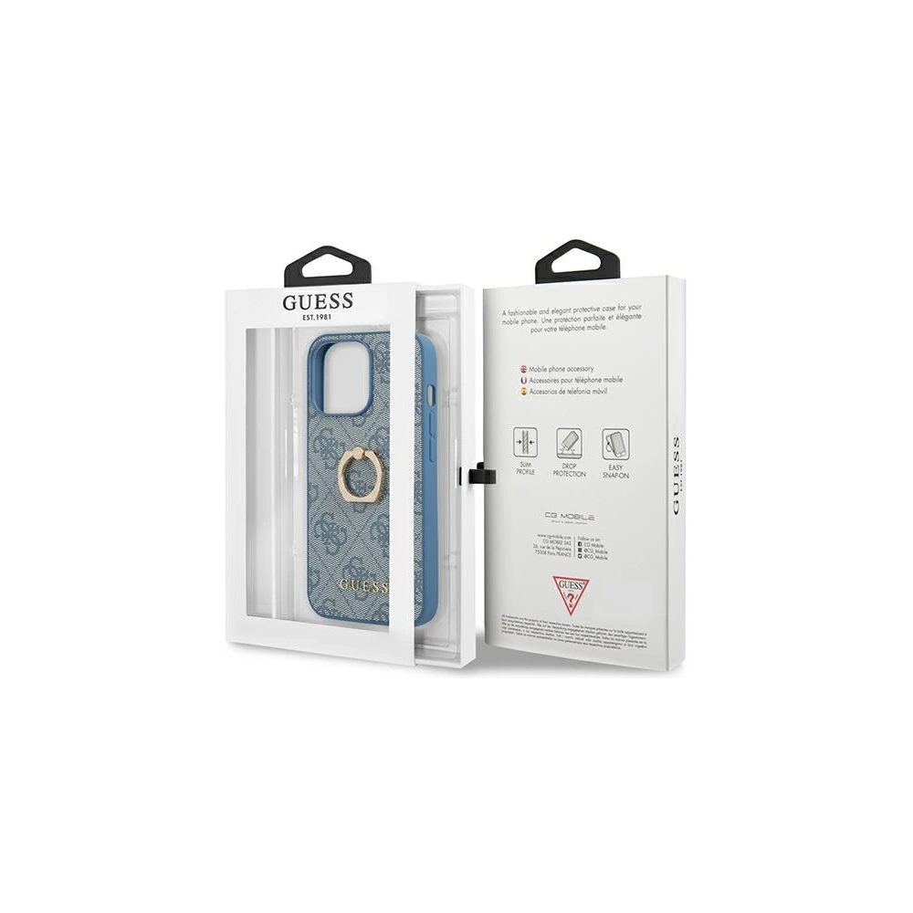 Wholesale Guess GUHCP13X4GMRBL Apple iPhone 13 Pro Max blue hardcase 4G with ring stand - GUE1385BLU - {ean13} - Hurt