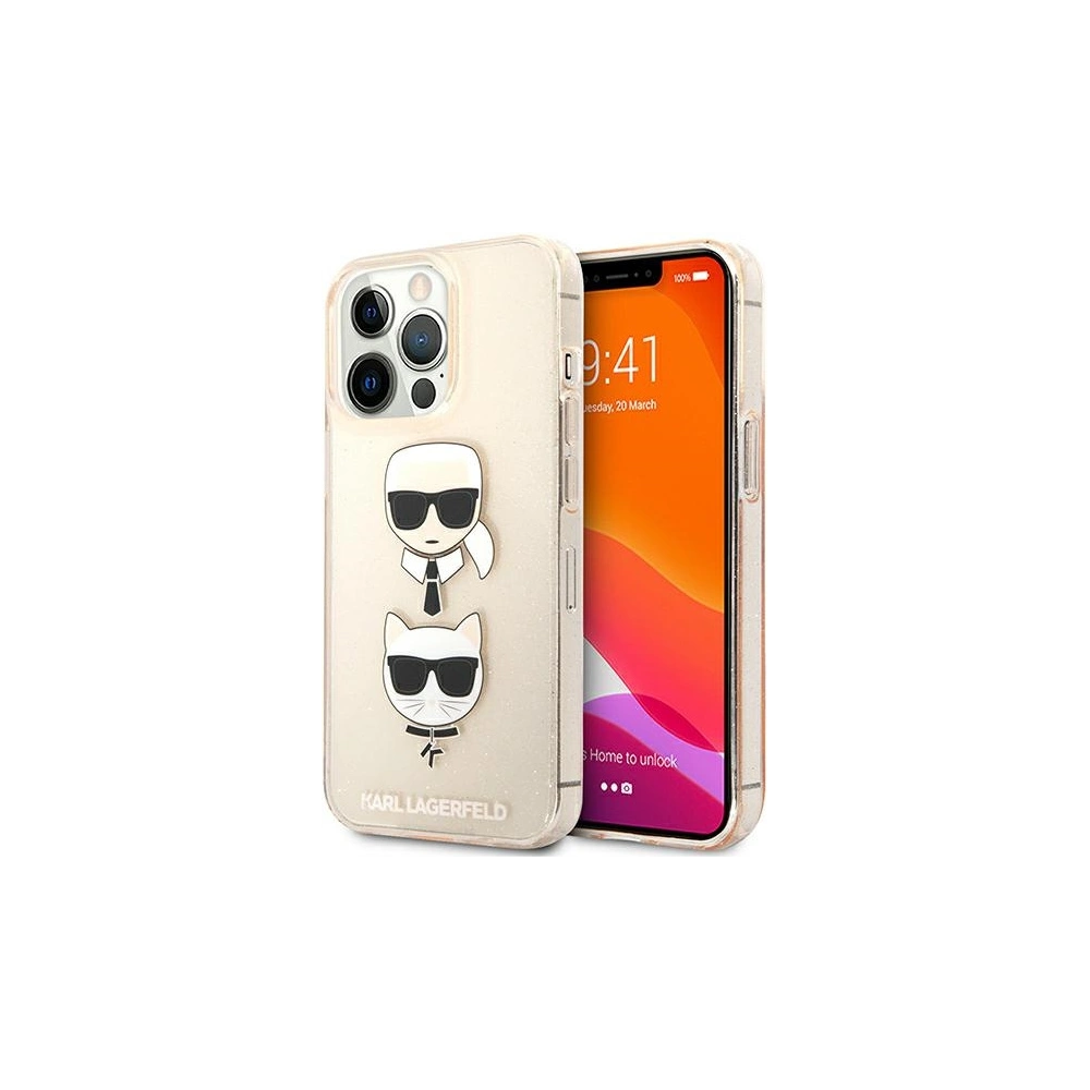 Hurtownia GSM - Case Karl Lagerfeld KLHCP13XKCTUGLGO Apple iPhone 13 Pro Max gold/hartschale Glitter Karl`s & Choupette - KLD737GLD - {ean13} - Hurt